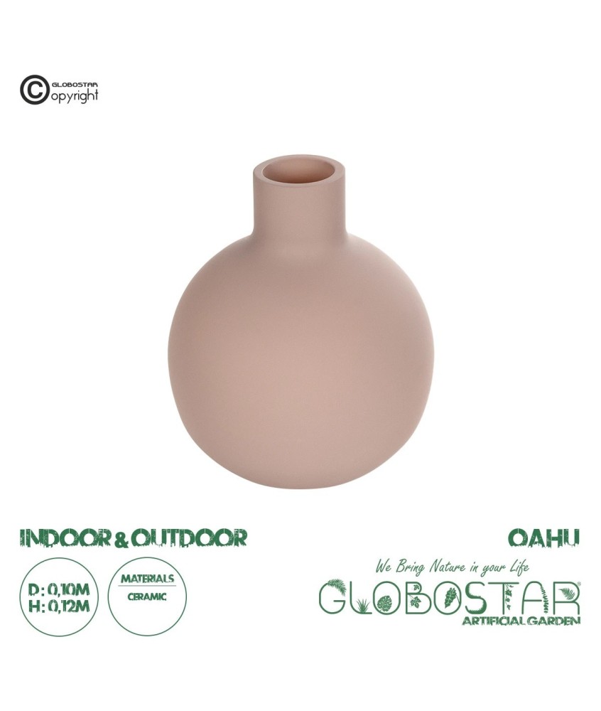 GloboStar® Artificial Garden OAHU 21277 Διακοσμητικό Κεραμικό Βάζo Ροζ Π10 x Μ10 x Υ12cm